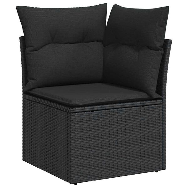 vidaXL Salon de jardin 11 pcs avec coussins noir r&eacute;sine tress&eacute;e