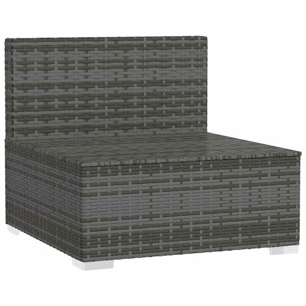 vidaXL Canap&eacute; central de jardin avec coussins Gris R&eacute;sine tress&eacute;e