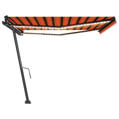 vidaXL Auvent manuel rétractable avec LED 450x350 cm Orange et marron