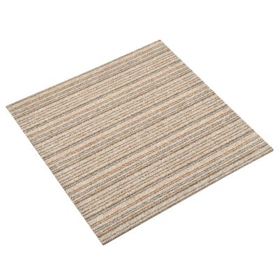 vidaXL Dalles de tapis de sol 20 pcs 5 m² 50x50 cm Beige rayé