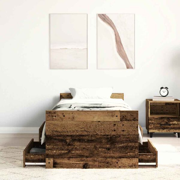 vidaXL Cadre de lit sans matelas vieux bois 90x200 cm bois ing&eacute;nierie