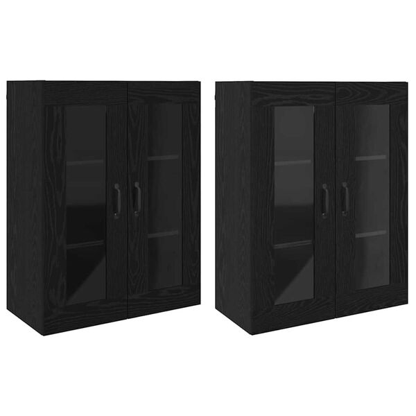 vidaXL Armoires Murailles 2 pcs Ch&ecirc;ne noir 69,5 x 34 x 90 cm