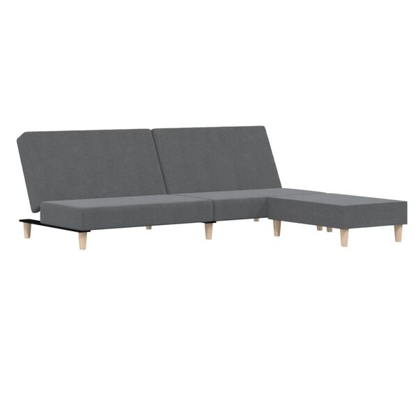 vidaXL Canap&eacute;-lit &agrave; 2 places avec repose-pied Gris clair Tissu