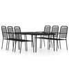 vidaXL Ensemble &agrave; manger de jardin 7 pcs Noir