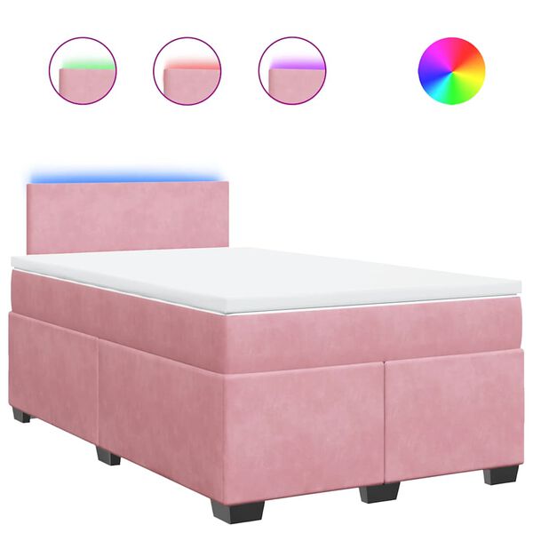 vidaXL Sommier &agrave; lattes de lit avec matelas rose 120x190 cm velours