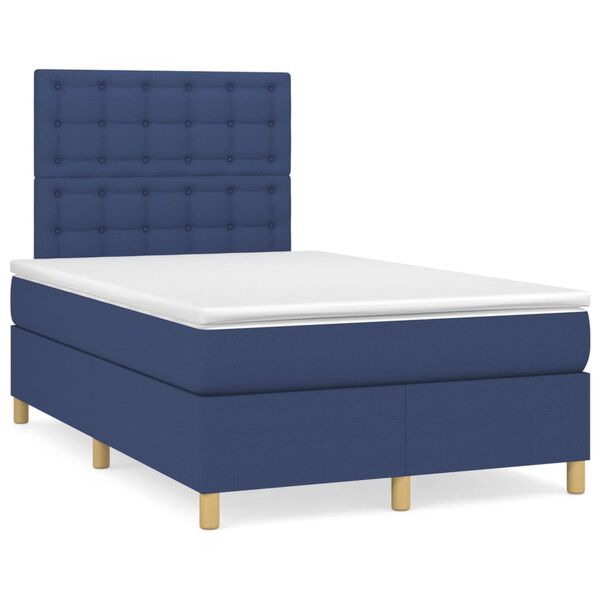 vidaXL Sommier &agrave; lattes de lit avec matelas Bleu 120x200 cm Tissu