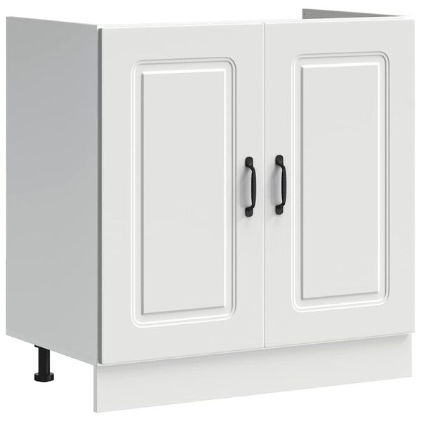 vidaXL Meuble bas pour &eacute;vier Kalmar blanc 80x46x81,5cm bois ing&eacute;nierie