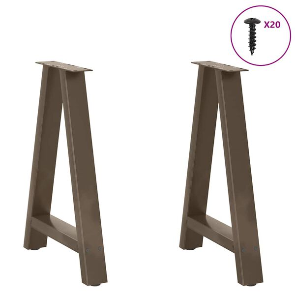 vidaXL Pieds de table &agrave; manger en forme de A, 2 pi&egrave;ces, 50 x (72-73) cm, acier