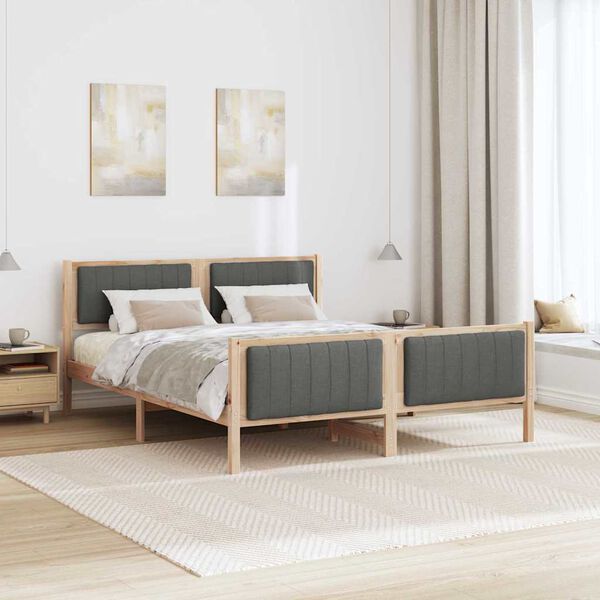 vidaXL Cadre de lit avec t&ecirc;te de lit marron et gris fonc&eacute; 160 x 200 cm