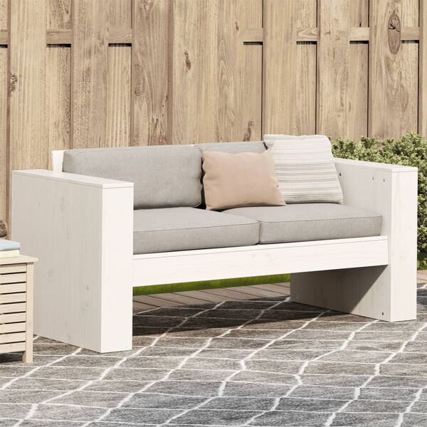vidaXL Canap&eacute; de jardin 2 places blanc 134x60x62 cm bois de pin massif