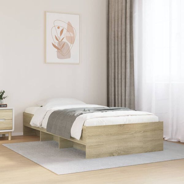vidaXL Cadre de lit sans matelas ch&ecirc;ne sonoma 90x190 cm