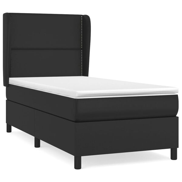 vidaXL Sommier &agrave; lattes de lit avec matelas Noir 100x200 cm Similicuir