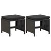 vidaXL Tabourets de jardin avec coussins lot de 2 R&eacute;sine tress&eacute;e Noir