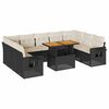 vidaXL Salon de jardin 10 pcs avec coussins noir r&eacute;sine tress&eacute;e