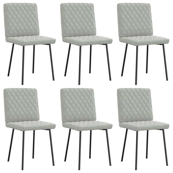 vidaXL Chaises &agrave; manger lot de 6 gris clair velours