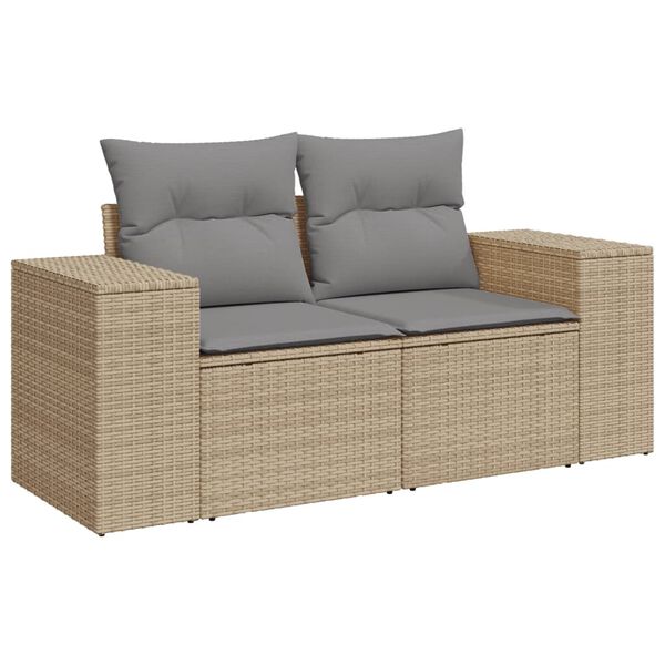 vidaXL Salon de jardin 11 pcs avec coussins beige r&eacute;sine tress&eacute;e