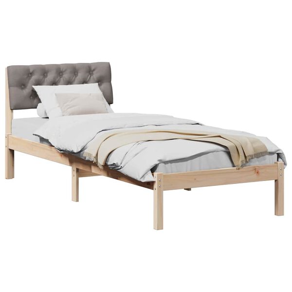 vidaXL Cadre de lit Marron et taupe 75 x 190 cm Bois massif en pin