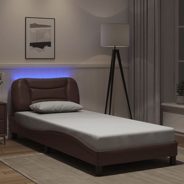 vidaXL Cadre de lit avec LED sans matelas Hvar marron 90x190 cm
