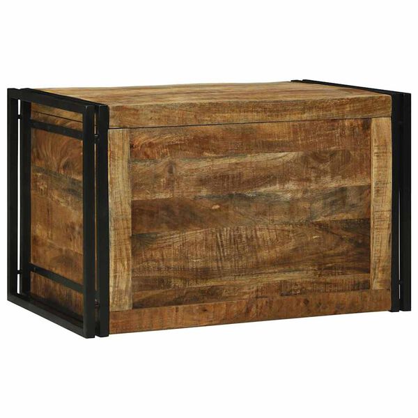 vidaXL Bo&icirc;te de rangement 80 x 50 x 50 cm Bois de mangue brut