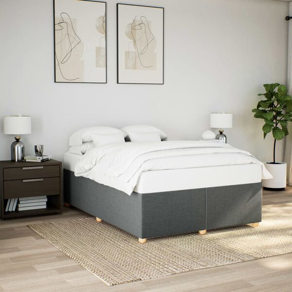 vidaXL Cadre de lit sans matelas gris fonc&eacute; 140x190 cm tissu