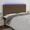 vidaXL T&ecirc;te de lit &agrave; LED Marron fonc&eacute; 200x7x118/128 cm Tissu