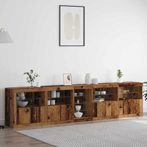 vidaXL Buffet LED Bois ancien 283 x 37 x 67 cm Bois d'ing&eacute;nierie