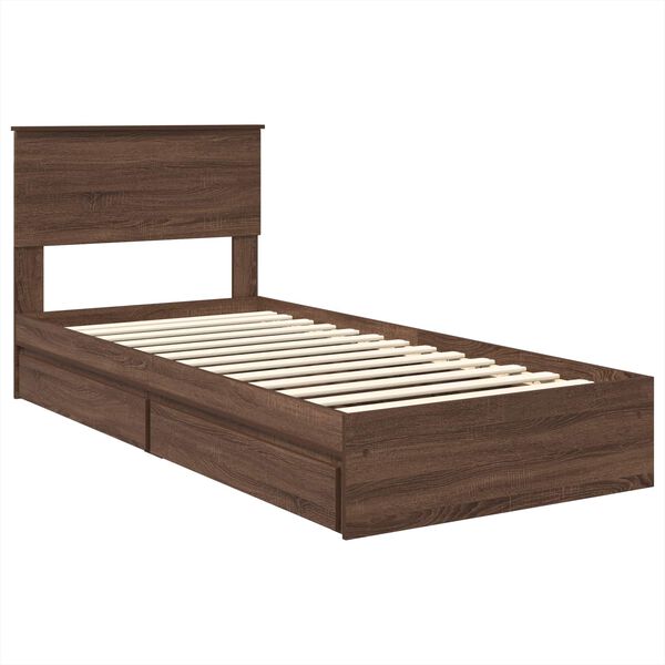 vidaXL Lit de Rangement Ch&ecirc;ne brun 100 x 200 cm Bois d'ing&eacute;nierie