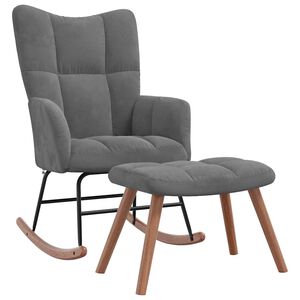 vidaXL Chaise &agrave; bascule avec repose-pied Gris fonc&eacute; Velours