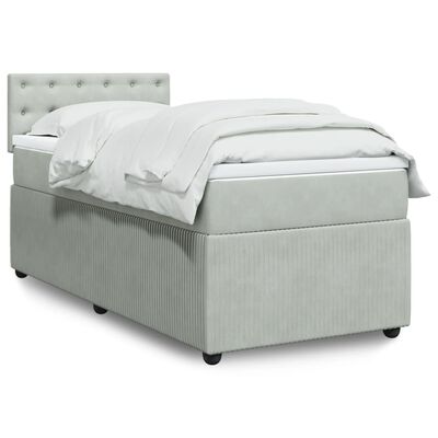 vidaXL Sommier à lattes de lit et matelas Gris clair 90x200 cm Velours