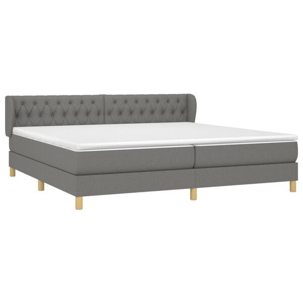vidaXL Sommier à lattes de lit avec matelas Gris foncé 200x200cm Tissu