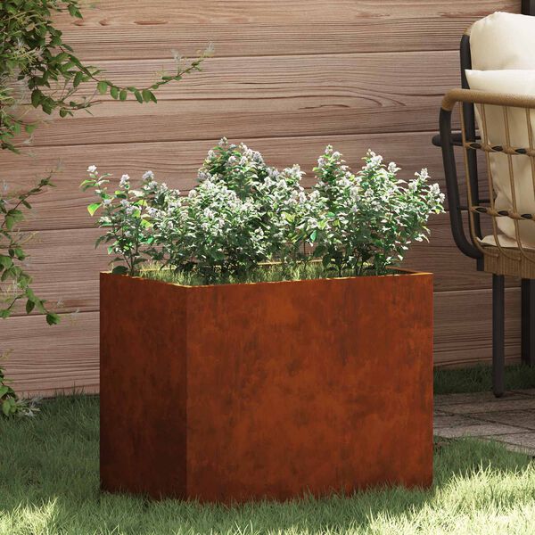 vidaXL Cache-pot de jardin Acier patin&eacute; 50 x 32 x 40 cm Acier patin&eacute;