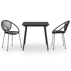 vidaXL Ensemble &agrave; manger d'ext&eacute;rieur 3 pcs Rotin PVC Noir