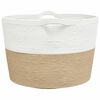 vidaXL Panier &agrave; linge beige et blanc &Oslash;60x36 cm coton