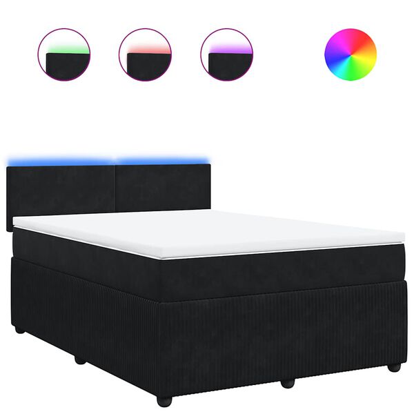 vidaXL Sommier &agrave; lattes de lit et matelas Noir 160x200 cm Velours