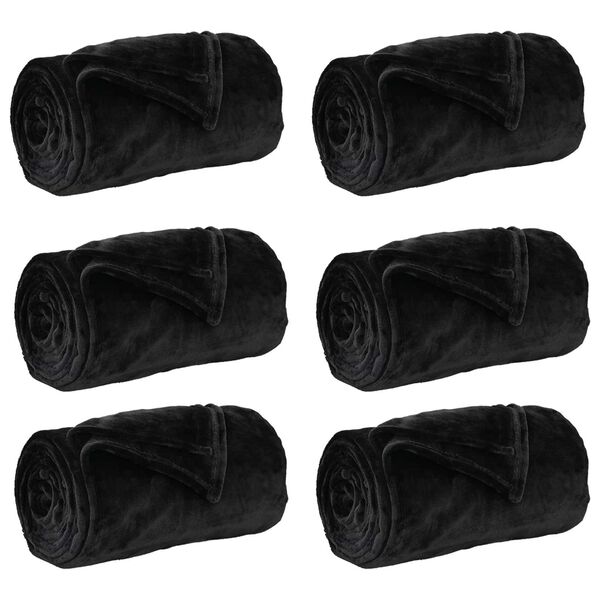 vidaXL Couvertures &agrave; jeter 6 pcs Noir 220 x 240 cm Toison