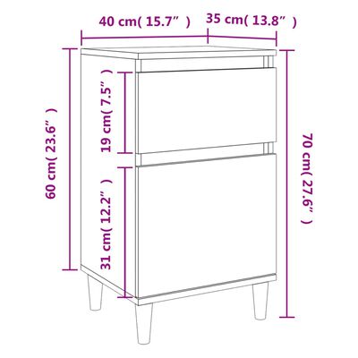 vidaXL Tables de chevet 2 pcs noir 40x35x70 cm