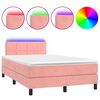 vidaXL Sommier &agrave; lattes de lit et matelas LED rose 120x190 cm velours