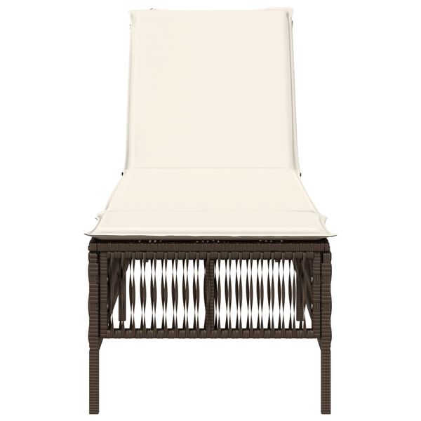 vidaXL Chaise longue avec coussin marron r&eacute;sine tress&eacute;e