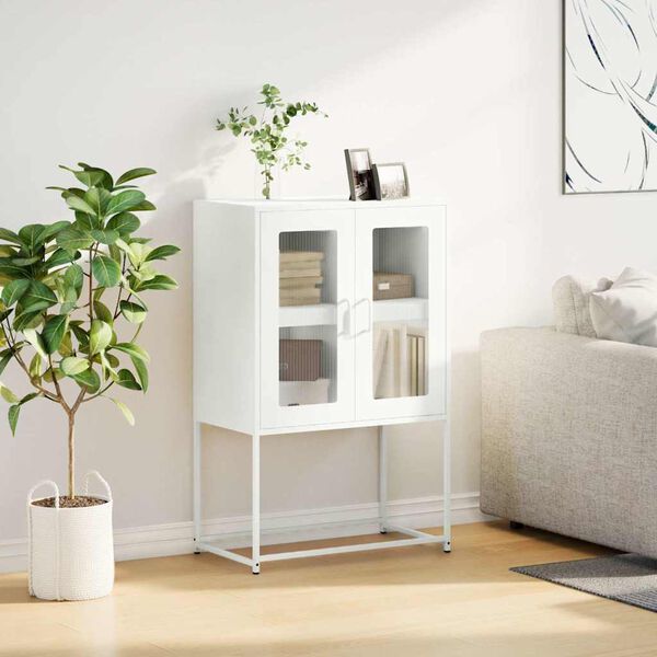 vidaXL Buffet haut blanc 68x39x107 cm acier
