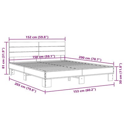 vidaXL Cadre de lit sans matelas chêne fumé 150x200 cm