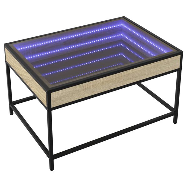 vidaXL Table basse avec LED infini ch&ecirc;ne sonoma 70x50x41 cm