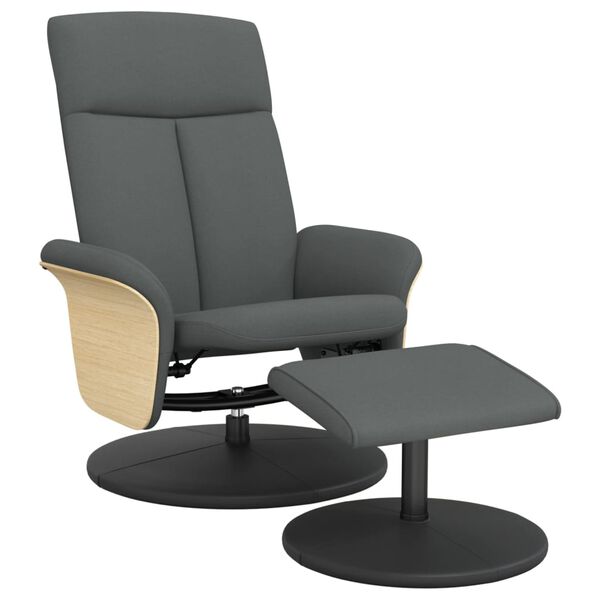 vidaXL Fauteuil inclinable avec repose-pied gris fonc&eacute; tissu