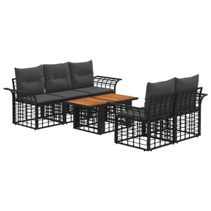 vidaXL Ensemble de canap&eacute; de jardin 6 pc Noir et Gris fonc&eacute; polyrotin