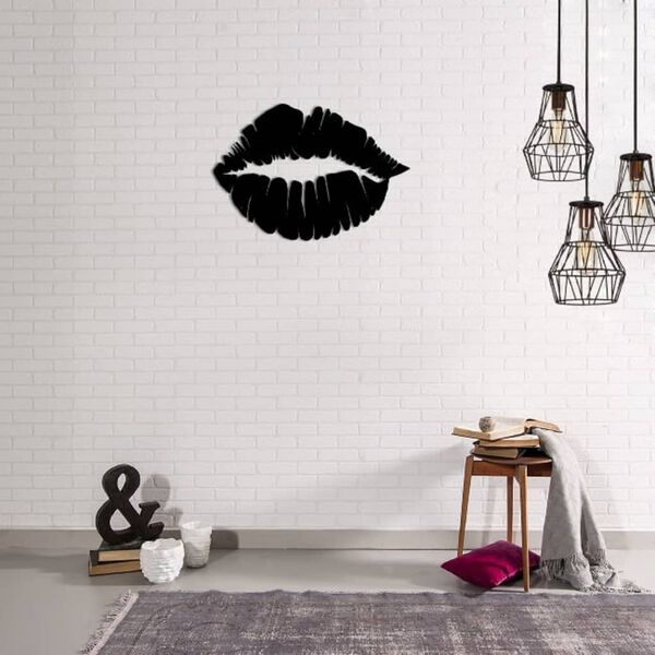 Homemania D&eacute;coration murale Bisou 48x33 cm Acier Noir