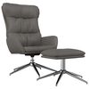 vidaXL Chaise de relaxation et tabouret Gris Cuir v&eacute;ritable/similicuir