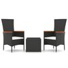 vidaXL Ensemble de salon de jardin 3 pcs noir poly rotin et acier