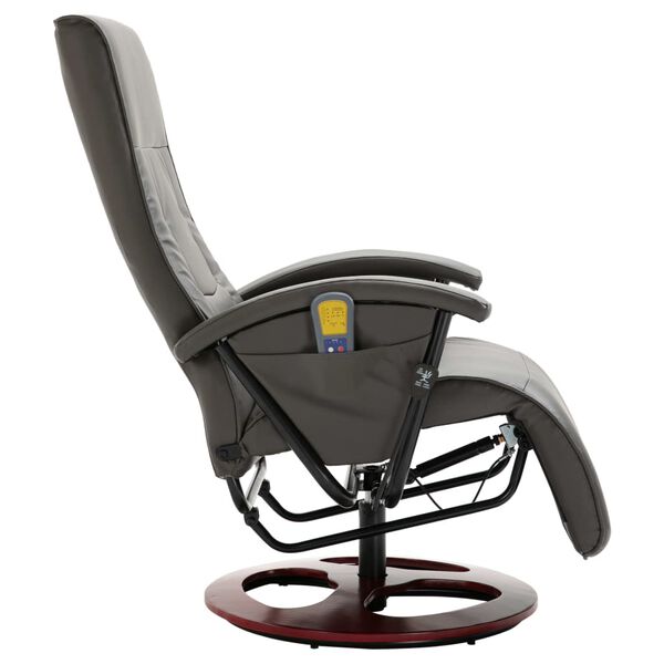 vidaXL Fauteuil de massage Gris Similicuir