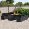vidaXL Ensemble de canap&eacute; de jardin avec coussin 12 pcs Noir polyrotin