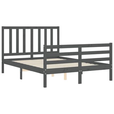 vidaXL Cadre de lit sans matelas gris bois de pin massif