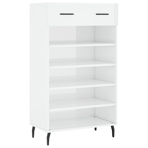 vidaXL Armoire &agrave; chaussure Blanc brillant 60x35x105 cm Bois ing&eacute;nierie